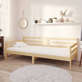 Sofá cama con colchón madera de pino maciza 90x200 cm Sofá cama con colchón madera de pino maciza 90x200 cm