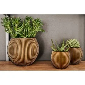 Capi Set of 3 round Groove vases in gold by Capi, Pots and planters - Ref: Foro24-445502, Price: 38,20 €, Discount: %