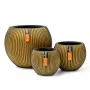Capi Set of 3 round Groove vases in gold by Capi, Pots and planters - Ref: Foro24-445502, Price: 38,20 €, Discount: %