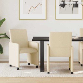 Sillas de Comedor con Ruedas 2 pcs Crema 57 x 66 x 94 cm tela en Sillas de comedor | Comprar online en Foro24