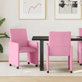 Sillas de Comedor con Ruedas 2 pcs Rosa 57 x 66 x 94 cm tela en Sillas de comedor | Comprar online en Foro24