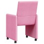 Sillas de comedor con ruedas 2 pcs Rosa 57 x 66 x 94 cm tela