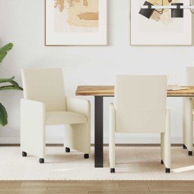 Sillas de Comedor con Ruedas 2 pcs Crema 57 x 66 x 94 cm en Sillas de comedor | Comprar online en Foro24