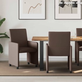 Sillas de Comedor con Ruedas 2 pcs Marrón 57 x 66 x 94 cm en Sillas de comedor | Comprar online en Foro24