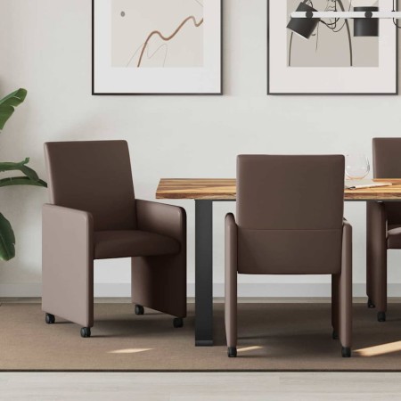 Sillas de Comedor con Ruedas 2 pcs Marrón 57 x 66 x 94 cm en Sillas de comedor | Comprar online en Foro24