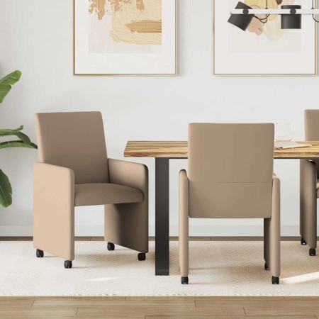 Sillas de comedor con ruedas 2 pcs Capuchino 57 x 66 x 94 cm
