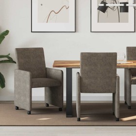 Sillas de comedor con ruedas 2 pcs Gris oscuro 57 x 66 x 94 cm