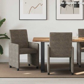 Sillas de comedor con ruedas 2 pcs Gris oscuro 57 x 66 x 94 cm