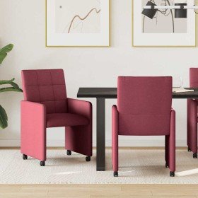 Sillas de Comedor con Ruedas con ruedas 2 pcs Rojo vino tinto en Sillas de comedor | Comprar online en Foro24