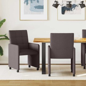 Sillas de Comedor con Ruedas con ruedas 2 pcs Marrón oscuro en Sillas de comedor | Comprar online en Foro24