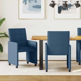 Sillas de Comedor con Ruedas 2 pcs Azul 58 x 65 x 94 cm tela en Sillas de comedor | Comprar online en Foro24