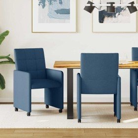 Sillas de Comedor con Ruedas 2 pcs Azul 58 x 65 x 94 cm tela en Sillas de comedor | Comprar online en Foro24