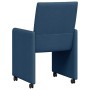 Sillas de comedor con ruedas 2 pcs Azul 58 x 65 x 94 cm tela
