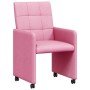 Sillas de comedor con ruedas 2 pcs Rosa 58 x 65 x 94 cm tela