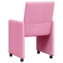 Sillas de comedor con ruedas 2 pcs Rosa 58 x 65 x 94 cm tela
