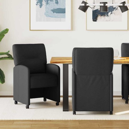 Sillas de comedor con ruedas 2 pcs Negro 57 x 67 x 95 cm tela