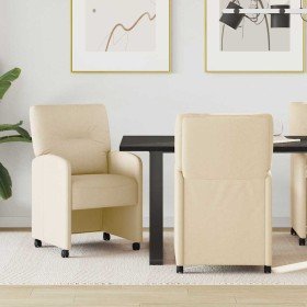 Sillas de Comedor con Ruedas 2 pcs Crema 57 x 67 x 95 cm tela en Sillas de comedor | Comprar online en Foro24