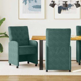 Sillas de Comedor con Ruedas 2 pcs Verde oscuro 58 x 67 x 97 cm en Sillas de comedor | Comprar online en Foro24