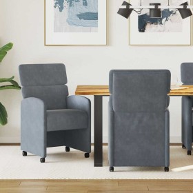 Sillas de Comedor con Ruedas 2 pcs Gris oscuro 58 x 65 x 98 cm en Sillas de comedor | Comprar online en Foro24