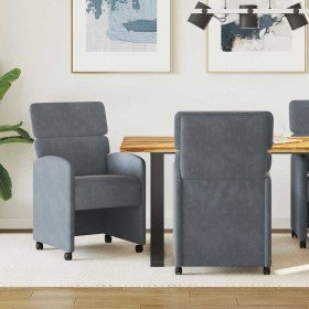 Sillas de Comedor con Ruedas 2 pcs Gris oscuro 58 x 65 x 98 cm en Sillas de comedor | Comprar online en Foro24