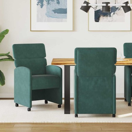 Sillas de comedor 2 pcs Verde oscuro 58 x 65 x 98 cm Terciopelo
