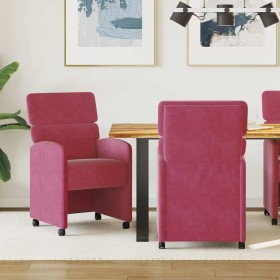Sillas de Comedor con Ruedas con ruedas 2 pcs Rojo vino tinto en Sillas de comedor | Comprar online en Foro24