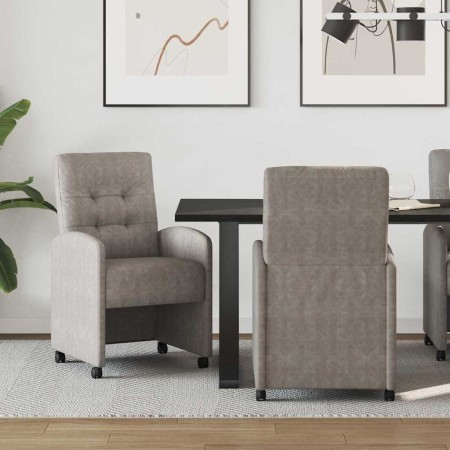 Sillas de comedor 2 pcs Gris 57 x 67 x 98 cm Cuero sintético