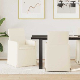 Sillas de comedor con ruedas 2 pcs Beige 57 x 67 x 95 cm Lino en Sillas de comedor | Comprar online en Foro24