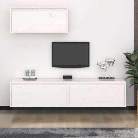 Muebles para TV 3 piezas madera maciza de pino blanco de vidaXL, Muebles TV - Ref: Foro24-3100135, Precio: 175,83 €, Descuent...