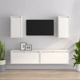 TV-Möbel 4-teilig aus massivem weißem Kiefernholz von vidaXL, TV-Möbel - Ref: Foro24-3100170, Preis: 194,89 €, Rabatt: %