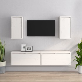 TV-Möbel 4-teilig aus massivem weißem Kiefernholz von vidaXL, TV-Möbel - Ref: Foro24-3100170, Preis: 197,54 €, Rabatt: %
