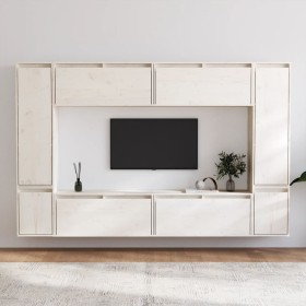 TV-Möbel 8-teilig aus massivem weißem Kiefernholz von vidaXL, TV-Möbel - Ref: Foro24-3100195, Preis: 407,49 €, Rabatt: %