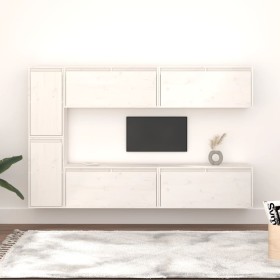 TV-Möbel 6-teilig aus massivem weißem Kiefernholz von vidaXL, TV-Möbel - Ref: Foro24-3100235, Preis: 309,75 €, Rabatt: %