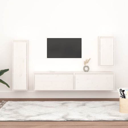 Muebles para TV 4 piezas madera maciza de pino blanco de vidaXL, Muebles TV - Ref: Foro24-3100230, Precio: 225,30 €, Descuent...
