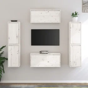 TV-Möbel 6-teilig aus massivem weißem Kiefernholz von vidaXL, TV-Möbel - Ref: Foro24-3100265, Preis: 276,21 €, Rabatt: %