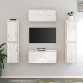 TV-Möbel 6-teilig aus massivem weißem Kiefernholz von vidaXL, TV-Möbel - Ref: Foro24-3100265, Preis: 279,92 €, Rabatt: %