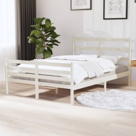 Estructura de cama madera maciza pino blanco 120x190 cm