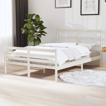 Estructura de cama madera maciza pino blanco 120x190 cm de vidaXL, Camas y somieres - Ref: Foro24-3103684, Precio: 135,64 €, ...