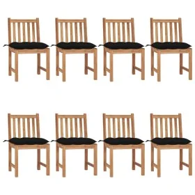 Gartenstühle 8 Einheiten aus massivem Teakholz mit Kissen von vidaXL, Gartenstühle - Ref: Foro24-3073164, Preis: 891,96 €, Ra...