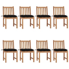 Gartenstühle 8 Einheiten aus massivem Teakholz mit Kissen von vidaXL, Gartenstühle - Ref: Foro24-3073164, Preis: 920,92 €, Ra...