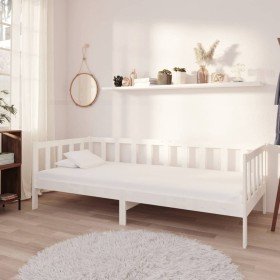 Sofá cama con colchón madera de pino maciza blanco 90x200 cm en Camas y somieres | Comprar online en Foro24