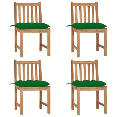 Sillas de jardín 4 unidades madera maciza de teca con cojines de vidaXL, Sillas de jardín - Ref: Foro24-3073108, Precio: 444,...