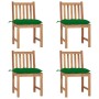 Gartenstühle 4 Einheiten aus massivem Teakholz mit Kissen von vidaXL, Gartenstühle - Ref: Foro24-3073108, Preis: 455,35 €, Ra...