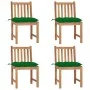 Sillas de jardín 4 unidades madera maciza de teca con cojines de vidaXL, Sillas de jardín - Ref: Foro24-3073108, Precio: 444,...