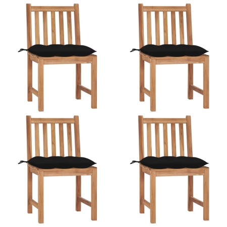 Gartenstühle 4 Einheiten aus massivem Teakholz mit Kissen von vidaXL, Gartenstühle - Ref: Foro24-3073110, Preis: 462,78 €, Ra...
