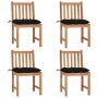 Gartenstühle 4 Einheiten aus massivem Teakholz mit Kissen von vidaXL, Gartenstühle - Ref: Foro24-3073110, Preis: 462,78 €, Ra...