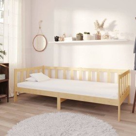 Sofá cama con colchón madera de pino maciza 90x200 cm Sofá cama con colchón madera de pino maciza 90x200 cm