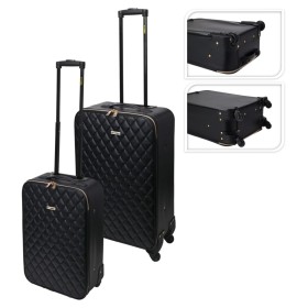 ProWorld Juego de maletas 2 piezas diseño de colcha negro