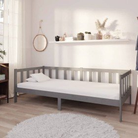 Sofá cama con colchón madera de pino maciza gris 90x200 cm en Camas y somieres | Comprar online en Foro24