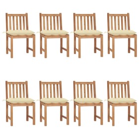 Sillas de jardín 8 unidades madera maciza de teca con cojines de vidaXL, Sillas de jardín - Ref: Foro24-3073159, Precio: 1,00...